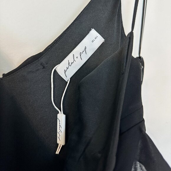 PETAL & PUP Ciao Ruffle Chiffon Gown in Black Size Large - Picture 7 of 14